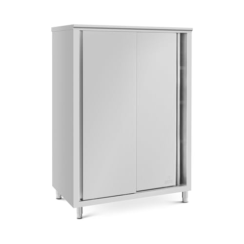 Royal Catering Edelstahl-Geschirrschrank 120 x 70 x 180 cm 3 Einschübe einfache Montage höhenverstellbare Füße Hochschrank Vorratsschrank von Royal Catering