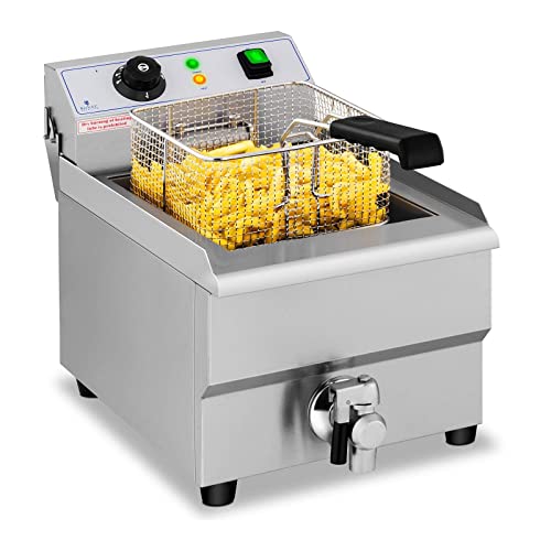 Royal Catering Elektro-Fritteuse Edelstahl RCEF 16EB (3.500 W, Kapazität: 16 l, Temperaturbereich: 50-200 °C, Kaltzone, mit Ablasshahn) von Royal Catering