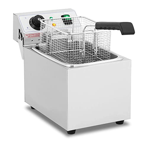 Royal Catering Fritteuse Elektro-Fritteuse RCEF 08EB (8 L, 3.200 W, Temperaturbereich: 50-200 °C, Kaltzone, mit Deckel) von Royal Catering