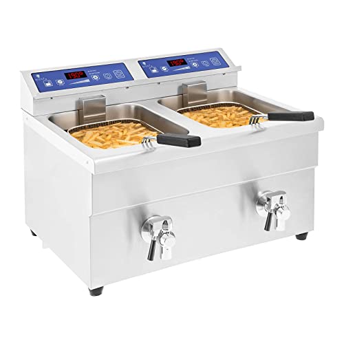 Royal Catering Fritteuse Gastro Induktion 2 x 10L Induktionsfritteuse RCIF-10DB mit Ablasshahn von Royal Catering