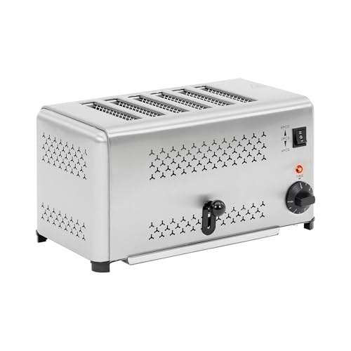 Royal Catering Gastronomie-Toaster für 6 Scheiben 2500 W 5-min-Timer herausnehmbare Krümelschublade Edelstahlgehäuse Gastro-Toaster Schlitztoaster von Royal Catering