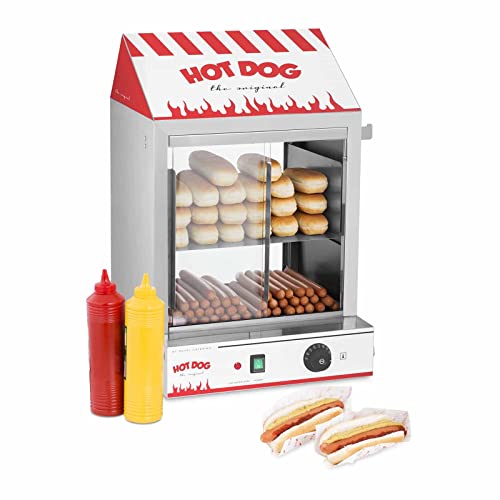 Royal Catering Hot Dog Steamer RCHW 2000 Würstchenwärmer für bis 200 Würstchen 50 Brötchen Warmhaltegerät 2000 W Ablassventil von Royal Catering