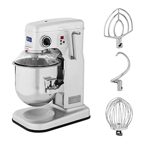 Royal Catering Knetmaschine 10 l 650 W 580 U/min verarbeitet bis zu 1,75 kg Mehl Schüssel absenkbar Planetenrührwerk Sicherheitsdeckel Edelstahl/Aluminium Teigmaschine Teigknetmaschine Küchenmaschine von Royal Catering