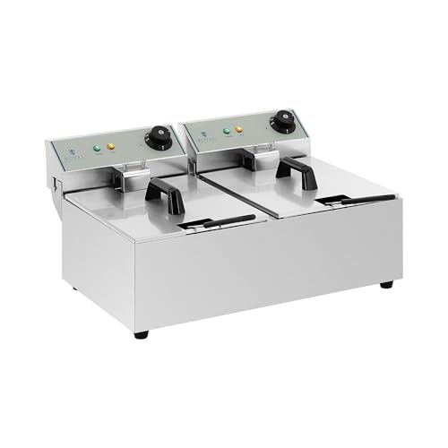 Royal Catering Kommerzielle Fritteuse Kapazität 2 x 10 l 6400 W 60-200 °C Kaltzone Ablasshahn autom. Abschaltung Thermoschutz Cool-Touch-Griff Elektro-Doppel-Fritteuse Gastro-Fritteuse Royal Catering Kommerzielle Fritteuse Kapazität 2 x 10 l 6400 W 60-200 °C Kaltzone Ablasshahn autom. Abschaltung Thermoschutz Cool-Touch-Griff Elektro-Doppel-Fritteuse Gastro-Fritteuse von Royal Catering