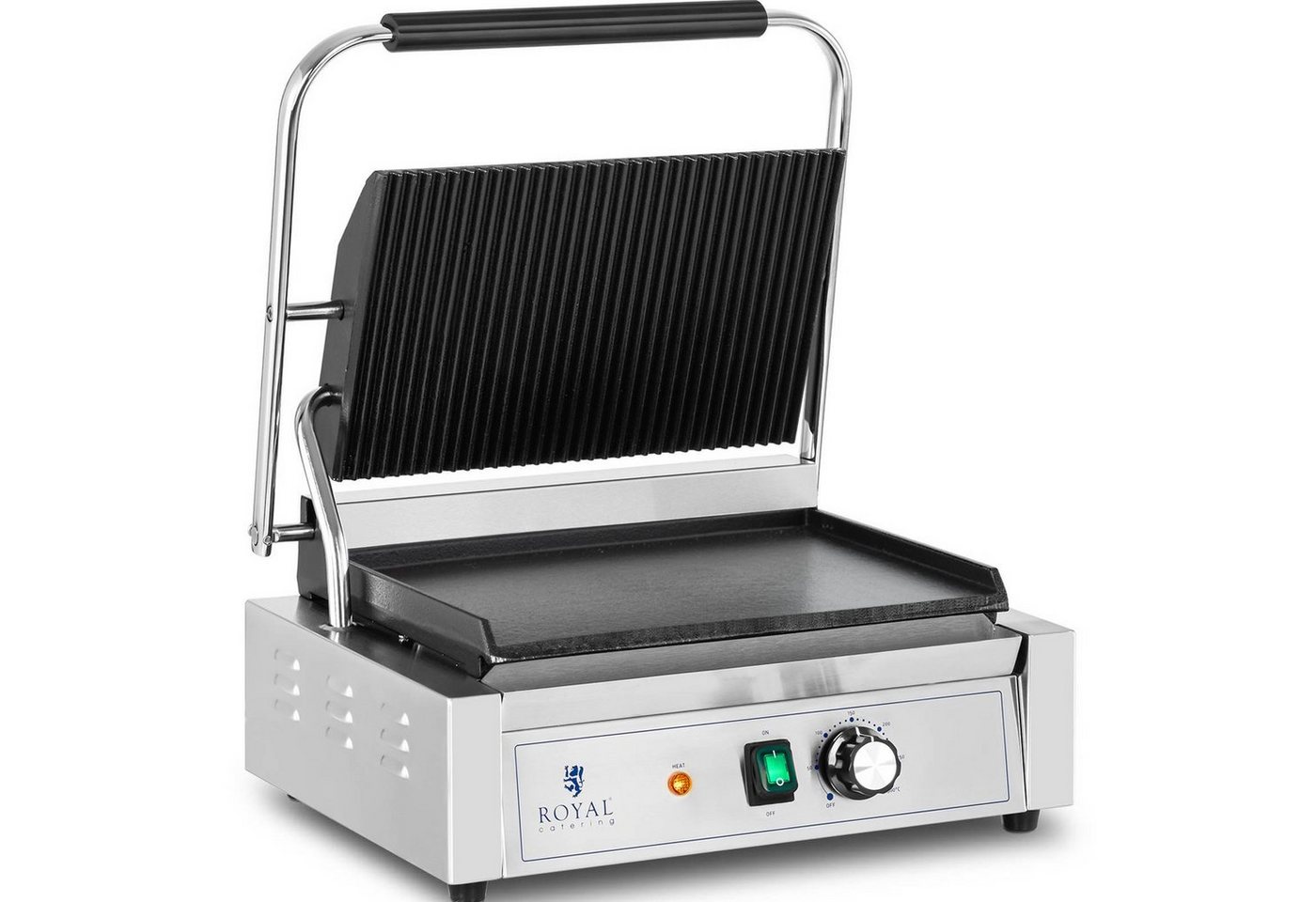 Royal Catering Kontaktgrill Kontaktgrill Elektrogrill Elektrogriller geriffelt, glatt 2.200 W, 2200 W von Royal Catering