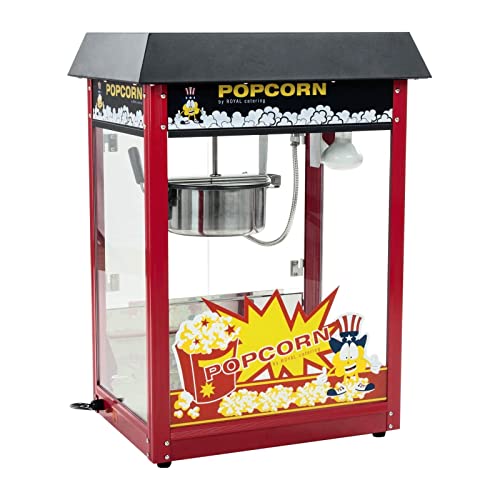 Royal Catering Popcornmaschine Popcornmaker RCPS-16E (1500 W, Arbeitsleistung 5 kg/h 16 L/h, Topfdurchmesser 18,5 cm, Topfbeschichtung Teflon, inkl. Schaufel Messbecher) Schwarz von Royal Catering