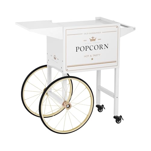 Royal Catering Popcornwagen mit Fach und Ablage im eleganten Retrodesign in Weiß & Gold Arbeitsfläche: 37 x 51 cm Arbeitshöhe: 88 cm 2 Bremsen Wagen für Popcornmaschine Popcorntrolley Royal Catering Popcornwagen mit Fach und Ablage im eleganten Retrodesign in Weiß & Gold Arbeitsfläche: 37 x 51 cm Arbeitshöhe: 88 cm 2 Bremsen Wagen für Popcornmaschine Popcorntrolley von Royal Catering
