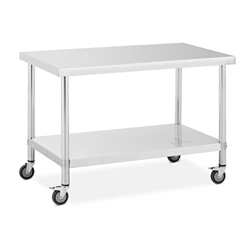 Royal Catering RCAT-120/70-W Edelstahltisch mit Rollen 70 x 120 cm 158 kg Tragkraft Arbeitstisch mit Rollen Arbeitstisch auf Rollen Arbeitstisch Rollen von Royal Catering