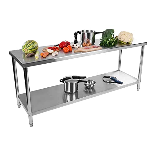 Royal Catering RCAT-200/60-NW Arbeitstisch Edelstahl Küche Edelstahltisch 200 x 60 x 85 cm höhenverstellbar Royal Catering RCAT-200/60-NW Arbeitstisch Edelstahl Küche Edelstahltisch 200 x 60 x 85 cm höhenverstellbar von Royal Catering