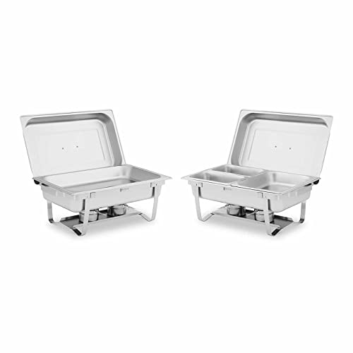 Royal Catering RCCD_RT20_2X9L Chafing Dish Set 2-teilig 2 x 8 L inkl. GN Behälter Warmhaltebehälter Rechaud Wärmebehälter von Royal Catering