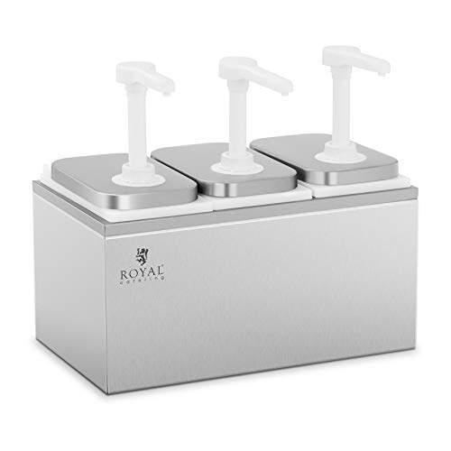 Royal Catering RCDI-6L Saucenspender Pumpstation Pumpspender Senfspender Dosierspender 3 Pumpen 3 x 2 L von Royal Catering