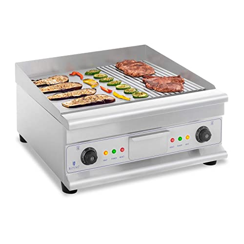 Royal Catering RCG-60GB Elektrische Grillplatte Tischgrill Elektrogrill (doppelt, 60 cm, glatt & geriffelt, 6.400 W) von Royal Catering