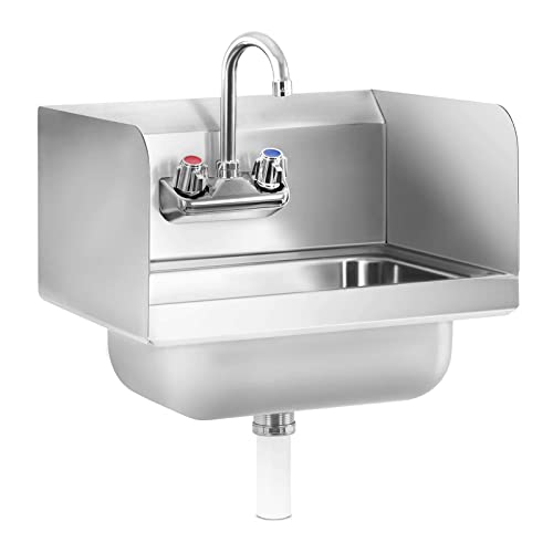 Royal Catering - RCHS-2 - Handwaschbecken aus Edelstahl - mit dreiseitiger Aufkantung und Schwenkhahn von Royal Catering
