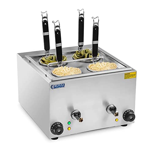 Royal Catering RCNK-4 Elektrischer Teigkocher (4 l, 4 Korb, 2 x 1500 W, 230 V, Ablaufhahn, Edelstahl) von Royal Catering