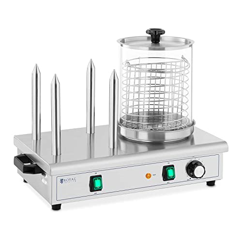Royal Catering RCPHW 650 Hot-Dog-Maker 550 W 4 Heizspieße Hot Dog Wärmer Hot Dog Maschine Bockwurstwärmer Würstchenwärmer von Royal Catering