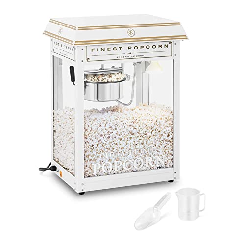 Royal Catering RCPS-WG1 Retro Popcornmaschine Popcornmaker Popcornautomat 1600 W 5 kg/h golden & weiß von Royal Catering