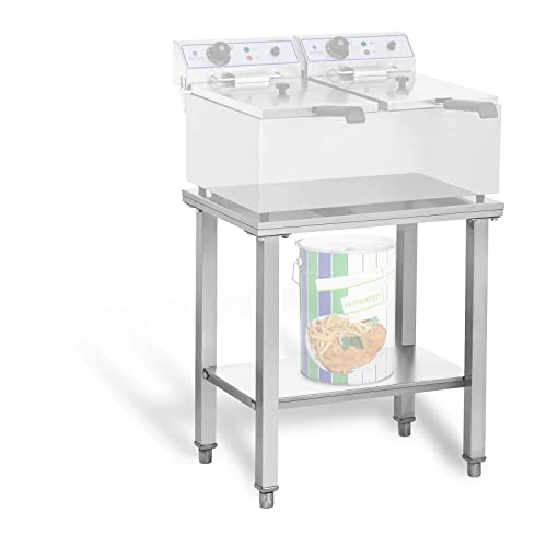 Royal Catering RCSF-15D Untergestell für Fritteuse (Abstellfläche 62 x 42 cm, Tragfähigkeit 150 kg, 2 Ebenen) Edelstahl von Royal Catering