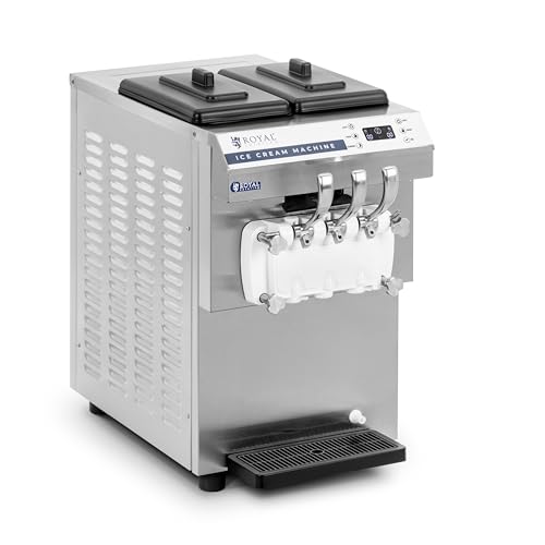 Royal Catering RCSI-18A Softeismaschine 16 l/h 1350 W 14,2 l für Eiscreme und Sorbet LED-Anzeige Tropfschale Edelstahl Frozen Joghurt Maschine Gastro Eismaschine Softeisautomat von Royal Catering