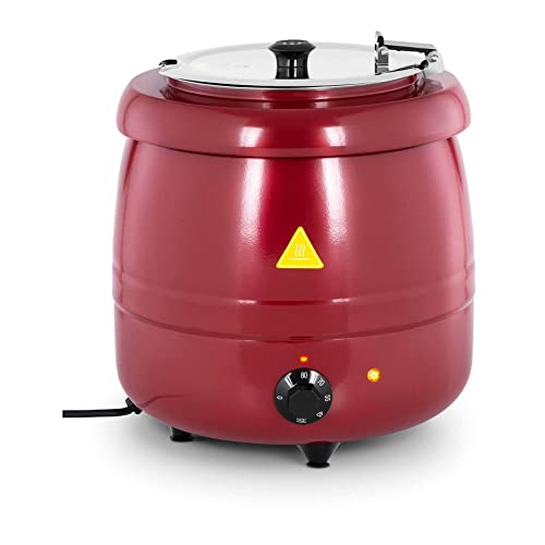 Royal Catering RCST-9404 Suppentopf 10 L Stahl rot beschichtet Edelstahl 400 W Suppentopf elektrisch Suppenkessel von Royal Catering