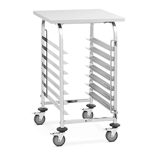 Royal Catering RCTW 7 TB Stikkenwagen 7 Einschübe + Ablage Edelstahl Stikkenwagen Bäckerei Backblechwagen Ofenwagen Regalwagen für Backbleche Royal Catering RCTW 7 TB Stikkenwagen 7 Einschübe + Ablage Edelstahl Stikkenwagen Bäckerei Backblechwagen Ofenwagen Regalwagen für Backbleche von Royal Catering