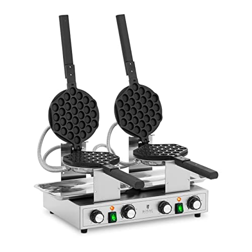 Royal Catering RCWM-2800-B Bubble Waffeleisen 2 x 1400 W 50-250 °C Timer: 0-5 min Waffeleisen Waffelmaschine Waffelautomat von Royal Catering