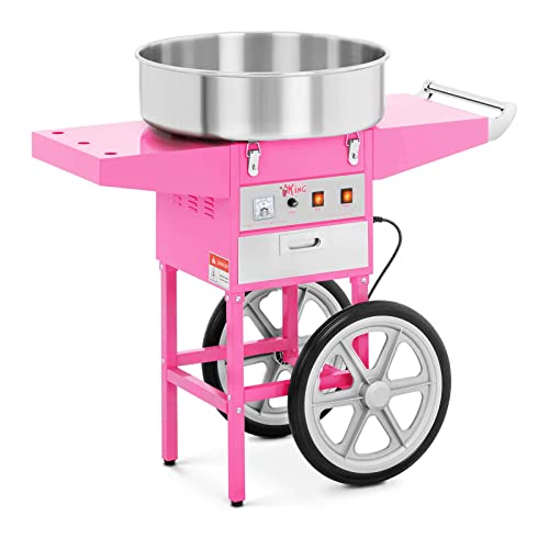 Royal Catering RCZC-1200-W Zuckerwattemaschine mit Wagen Cotton Candy Machine (Ø 52 cm, 1.200 W, 1 Einheit / 60 s, inkl. Zubehör) Pink von Royal Catering