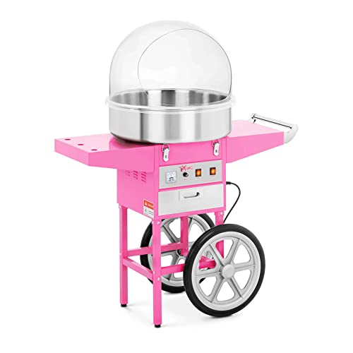 Royal Catering RCZC-1200E Zuckerwattemaschine Cotton Candy Machine mit Wagen und Spuckschutz (Ø 52 cm, 1.200 W, 1 Einheit / 60 s, inkl. Zubehör) Pink von Royal Catering
