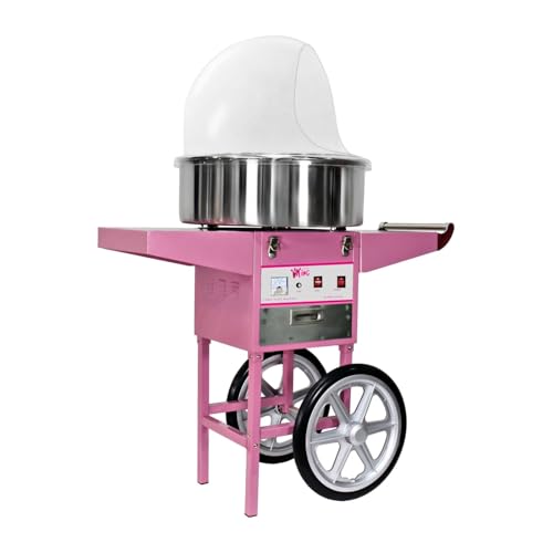 Royal Catering RCZC-1200E Zuckerwattemaschine Cotton Candy Machine mit Wagen und Spuckschutz (Ø 52 cm, 1.200 W, 1 Einheit / 60 s, inkl. Zubehör) Pink von Royal Catering