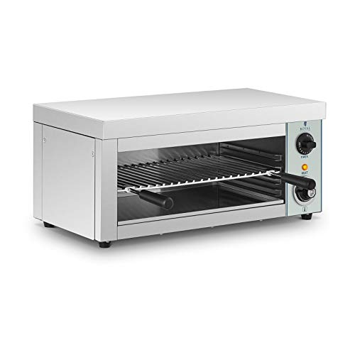 Royal Catering Salamander Grill Überbackgerät (230 V, 2000 W, E.G.O. Thermostat 50–250 °C, Auffangbehälter, Timer, Grillrost, Edelstahl) von Royal Catering