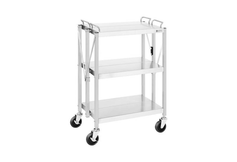 Royal Catering Servierwagen 3 Borde faltbar Teewagen Küchenwagen Gastro bis 90 kg 40 x 58 cm von Royal Catering