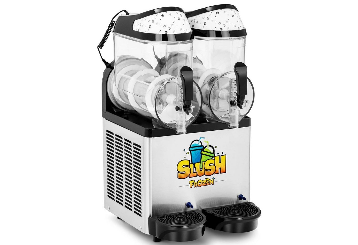 Royal Catering Slush Maker Slush Eis Maschine Slushmaschine Ice Maker Softeis Slusheis LED 2 x 10, Stahl, Kunststoff (Polycarbonat) von Royal Catering