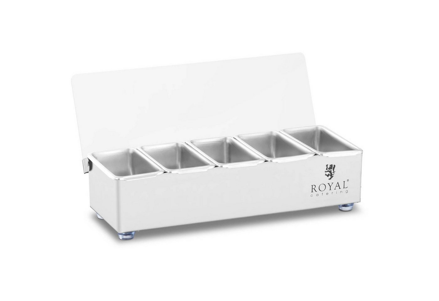 Royal Catering Aufbewahrungssystem Zutatenbehälter Aufsatzboard Zutatenbehälter Edelstahl 5 x 0,4 l mit, Edelstahl, Kunststoff (Polypropylen) von Royal Catering