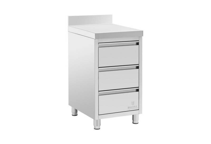 Royal Catering Vorratsschrank Edelstahl-Arbeitsschrank 50 x 60 cm 3 Schubladen Aufkantung von Royal Catering