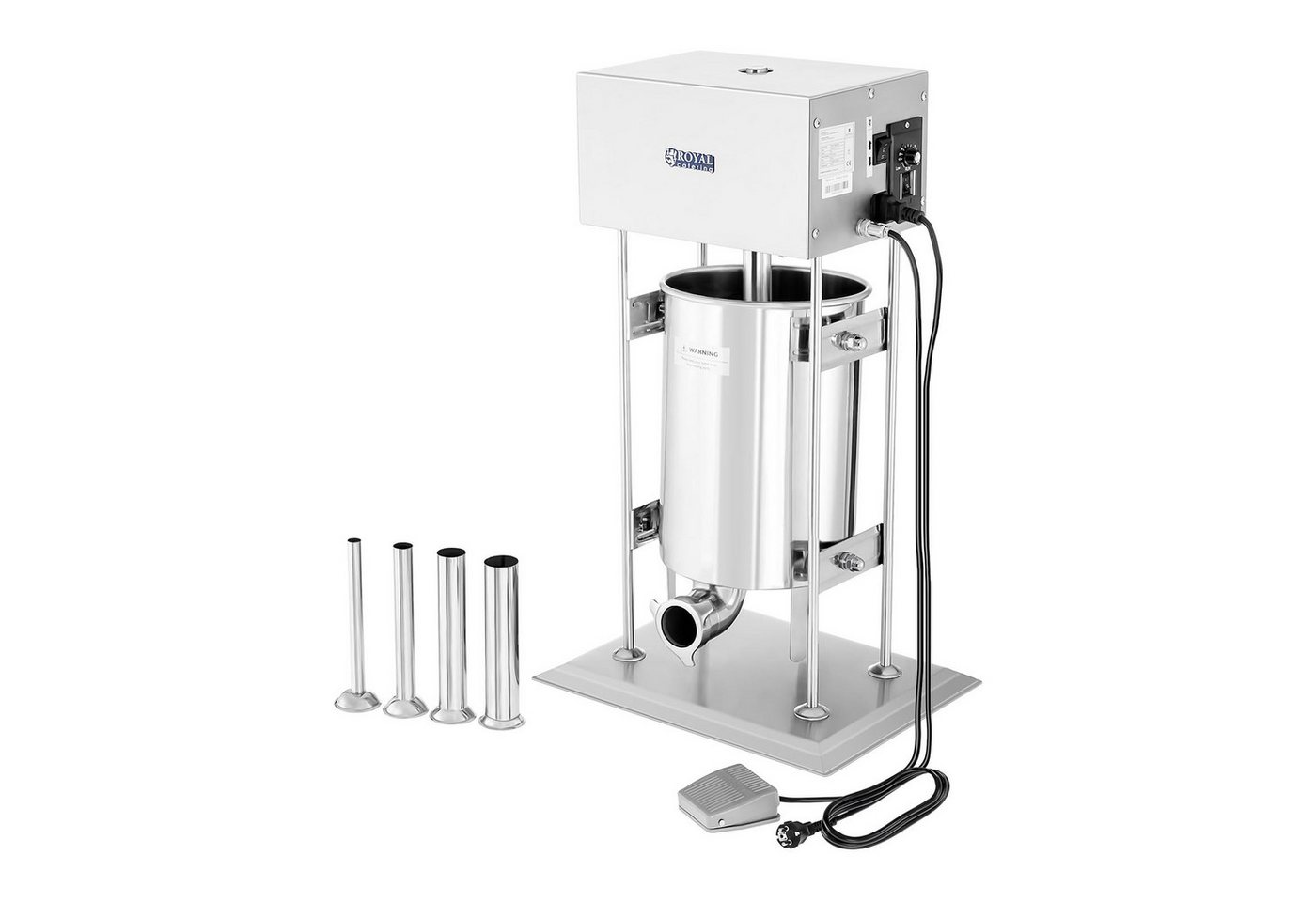 Royal Catering Wurstfüllaufsatz 10 L Wurstfüller Elektrisch Wurstfüllmaschine Fußpedal 230 W von Royal Catering
