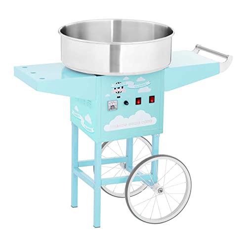 Royal Catering Zuckerwattemaschine mit Wagen Cotton Candy Maschine RCZC-1200-BG (1200 W, Ø 52 cm, 1 Einheit / 30-60 s, separate Steuerung Thermostat und Rotation, inkl. Messlöffel) Türkis von Royal Catering