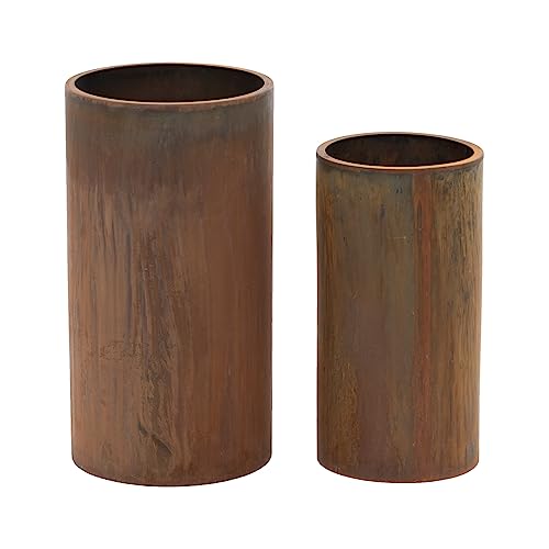 Uniprodo RC_FPOT_09 Pflanzkübel 2er-Set Cortenstahl rund rostrot Ø 26 x 48 cm/Ø 31 x 58 cm Blumentopf Set Übertöpfe von Royal Catering