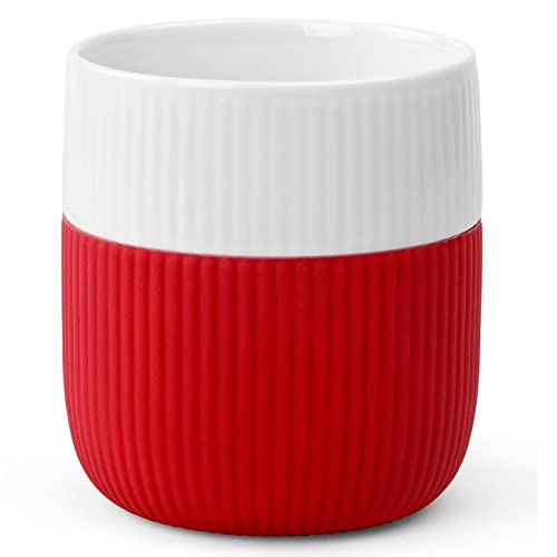 Royal Copenhagen Fluted Contrast Karibik Becher aus Porzellan in der Farbe Rot-Weiß 33cl, Maße: 8,5cm x 8,5cm x 10cm, 1064287 von Royal Copenhagen