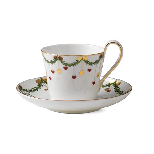 Royal Copenhagen Tasse und Untertasse mit hohem Henkel - 24 cl, aus Porzellan gefertigt, 1017438 von Royal Copenhagen