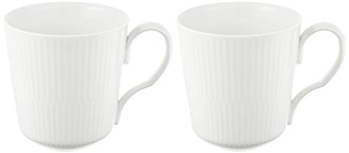 Royal Copenhagen White Fluted Mega 2er Tassen-Set mit Henkel aus Porzellan in der Farbe Weiß 28cl, 1017377 von Royal Copenhagen