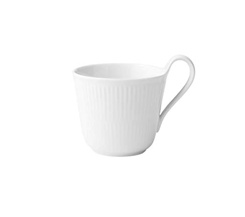 Royal Copenhagen White Fluted Tasse mit Hohem Henkel 33cl Porzellan Weiß, Maße: 12,5cm x 9,5cm x 10cm, 1016923 von Royal Copenhagen