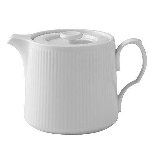 Royal Copenhagen White Fluted Teekanne aus Porzellan in der Farbe Weiß 75cl, Maße: 17cm x 11,5cm x 11,5cm, 1020509 von Royal Copenhagen