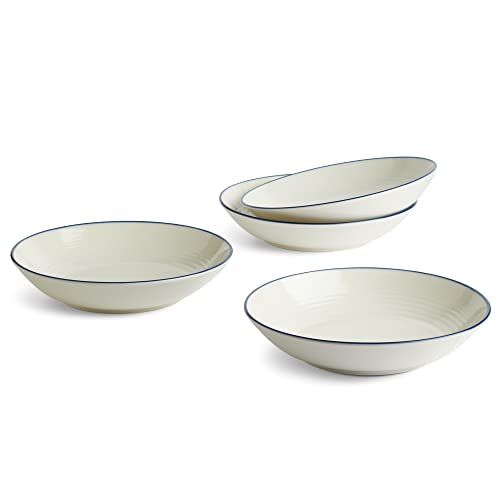 Royal Doulton Bowls – Gordon Ramsay Maze Denim Line – Steingut-Nudelschalen-Set mit 4 großen Schalen, ideal für Pasta, Mittagessen und Abendessen – je 24 cm von Royal Doulton