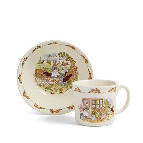 Royal Doulton Bunnykins 2-teiliges Set für Kleinkinder (Brei-Schale, Tasse) - Earthenware, Multi, Tierdruck, 6 x 6 x 2 Zoll, Geschenkbox, Baby-Set, Kleinkind-Säuglingsset von Royal Doulton