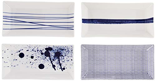 Royal Doulton Pacific Rectangular Mixed Patterns Dishes Plate (Set of 4), 9.4, Multiple by von Royal Doulton