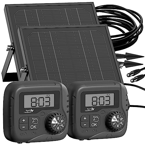 Royal Gardineer Bewässerung Solar: 2er-Set Autarkes 51-TLG. Solar-Bewässerungssystem mit Pumpe, 45 l/Std. (Bewässerung Gewächshaus, Tropfschlauch, Wasserspender) von Royal Gardineer