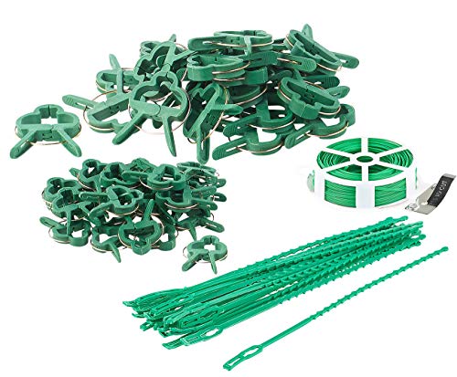 Royal Gardineer Bindedraht: 2 Pflanzenbefestigungs-Sets mit Pflanzenclips, XXL-Pack, je 71-teilig (Blumendraht, Pflanzen Klammern, Kabelbinder) von Royal Gardineer
