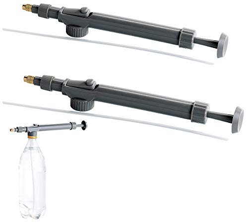 Royal Gardineer Drucksprüher: 2er Pack Universal-Druck-Sprühaufsatz aus Metall für PET-Flaschen (Sprühflasche Pumpe, Unkraut Giftspritze Flasche Pumpe, Bewässerung) von Royal Gardineer