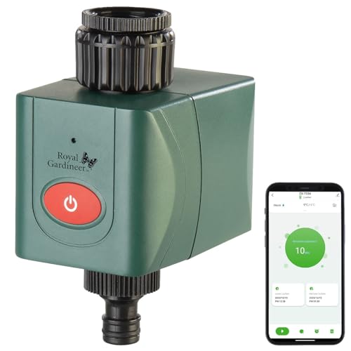 Royal Gardineer Bewässerungsventil: WLAN-Bewässerungscomputer mit Ventil, Wetterdatenabgleich per App (Garten Bewässerung, Smart Life Bewässerung, Gartenschlauch) von Royal Gardineer
