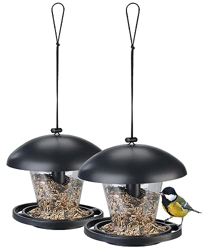Royal Gardineer Vogelfuttersilo: 2er-Set wetterfeste Vogelfutterhäuser zum Aufhängen (Vogelhaus zum Aufhängen wetterfest, Futterhäuschen, Wetterfestes) von Royal Gardineer