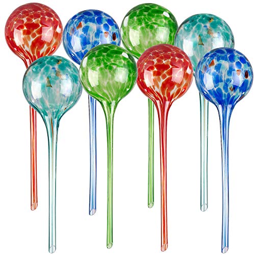 Royal Gardineer Wasserspender Balkons: 2er -Set Gießfrei-Bewässerungs-Kugeln aus Glas, je 4 STK., Ø 8,5 cm (Wasserspender Pflanzen Urlaub, Balkonpflanzen, Feuchtigkeitsmesser) von Royal Gardineer